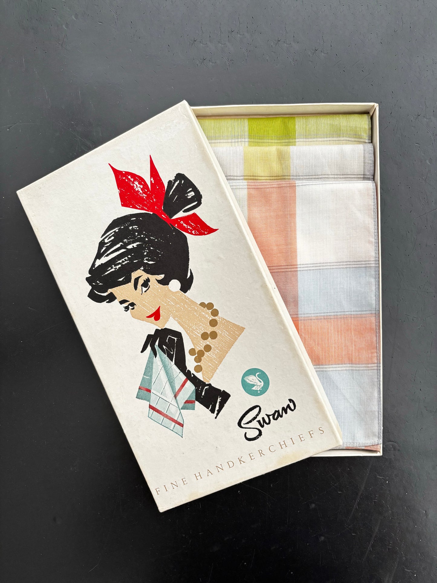 Deadstock Swan Handkerchiefs In Original Box Holland 1950s