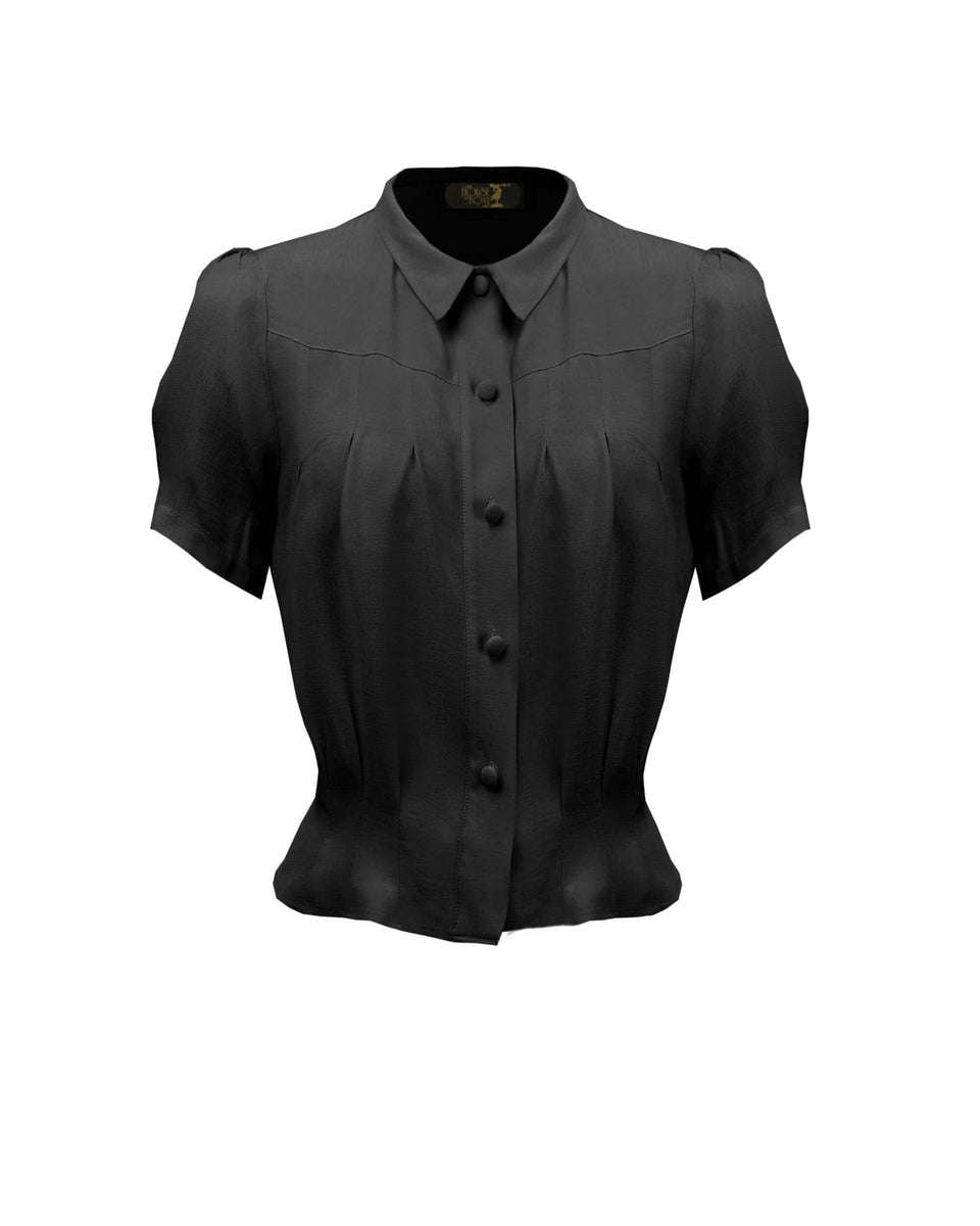 The House of Foxy 1930s Bonnie Blouse Black Lily Scarlet