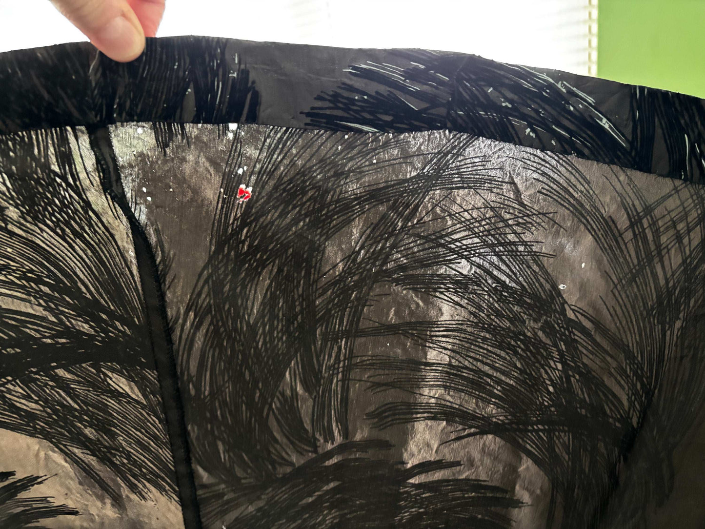 M | 1950s Grey Taffeta Evening Dress with Flock Print