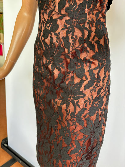 1950s/60s Lilli Diamond Satin and Lace Dress | Size XS