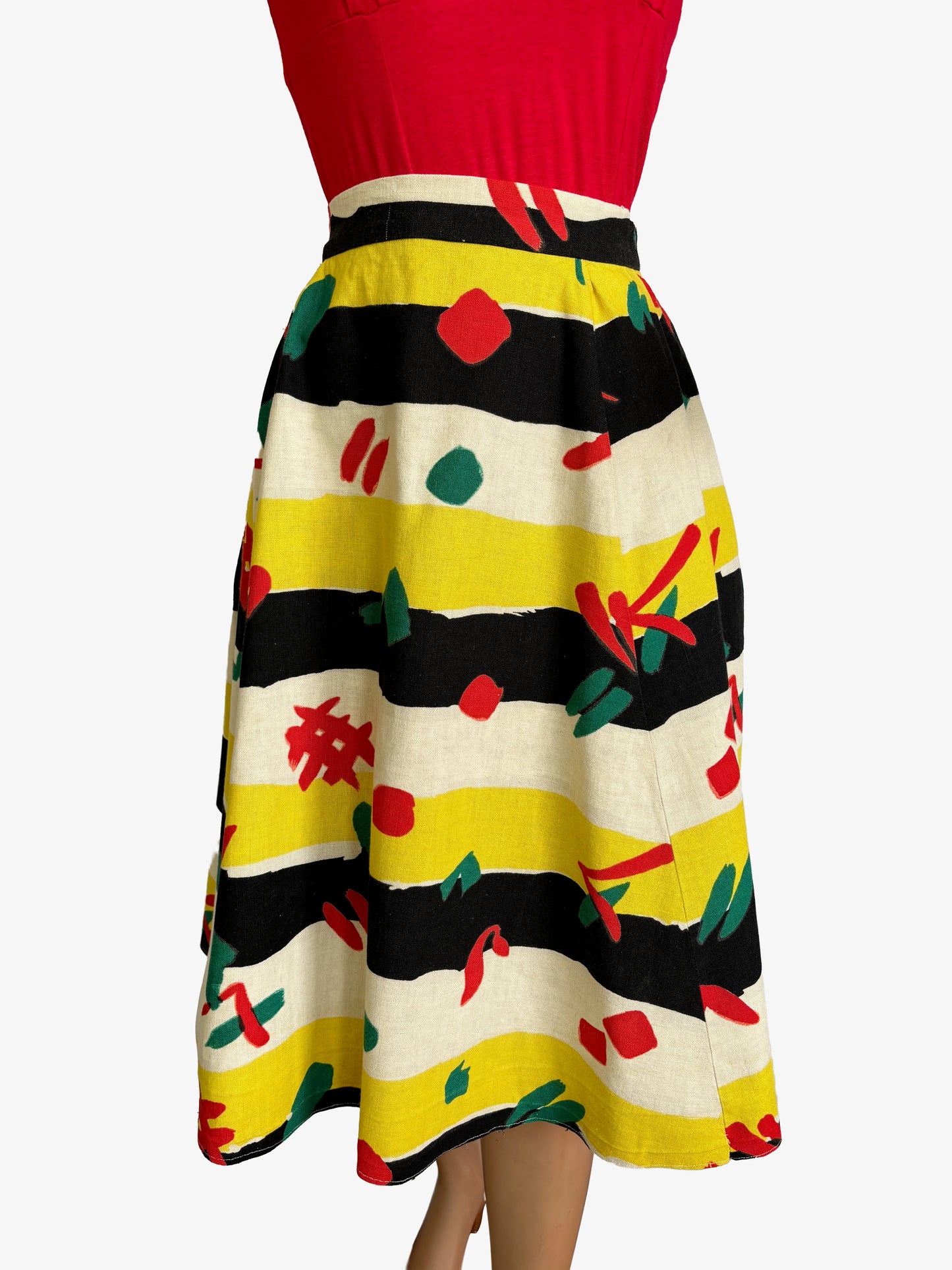 S | 1950s Barkcloth Skirt