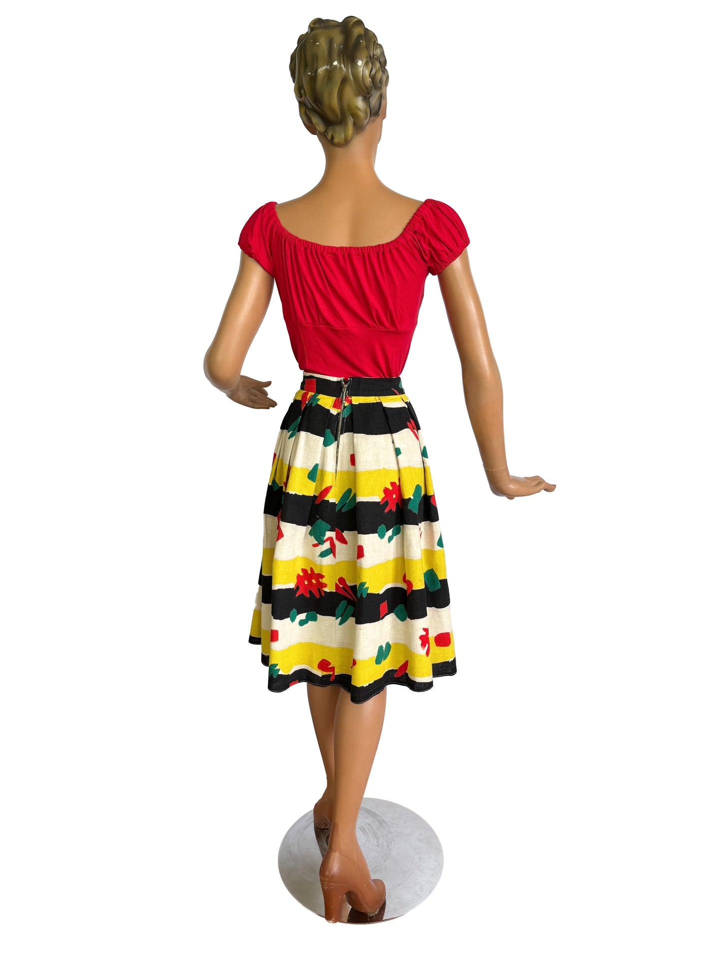 S | 1950s Barkcloth Skirt