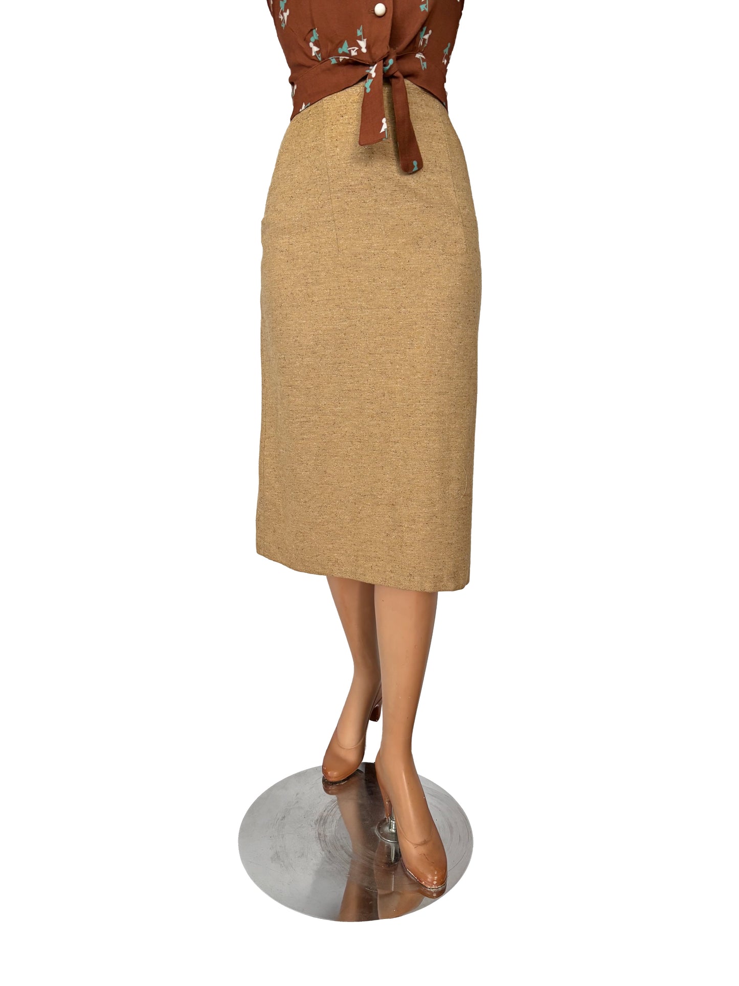 XS | 1940s/50s Speckled Wool Tweed Skirt