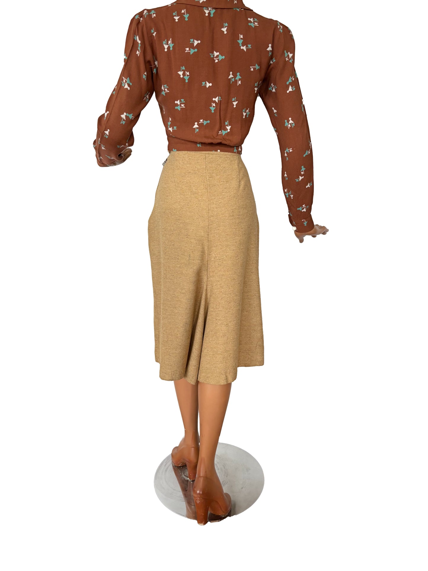 S/M | 1940s/50s Style Blouse Vintage Novelty Print Fabric