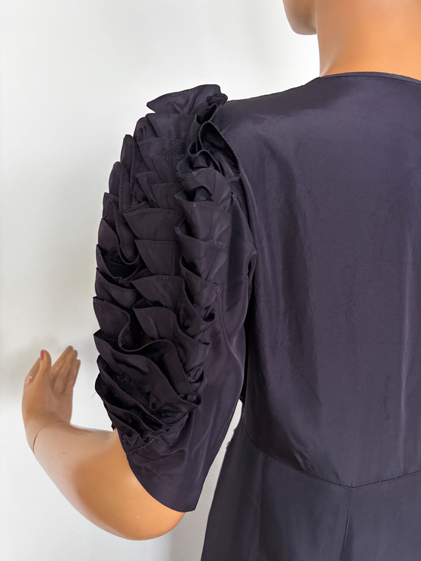 XL | Late 1930s Evening Dress With Ruched Sleeves