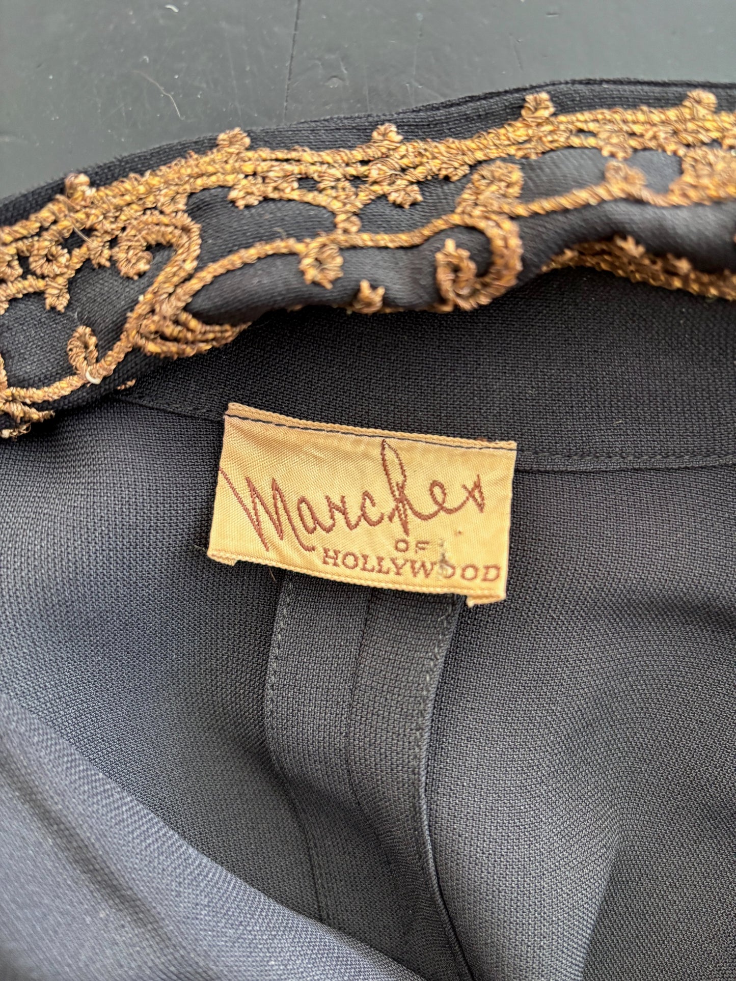 XS | 1940s Black Evening Dress With Gold Sequin Embroidery – Marches of Hollywood