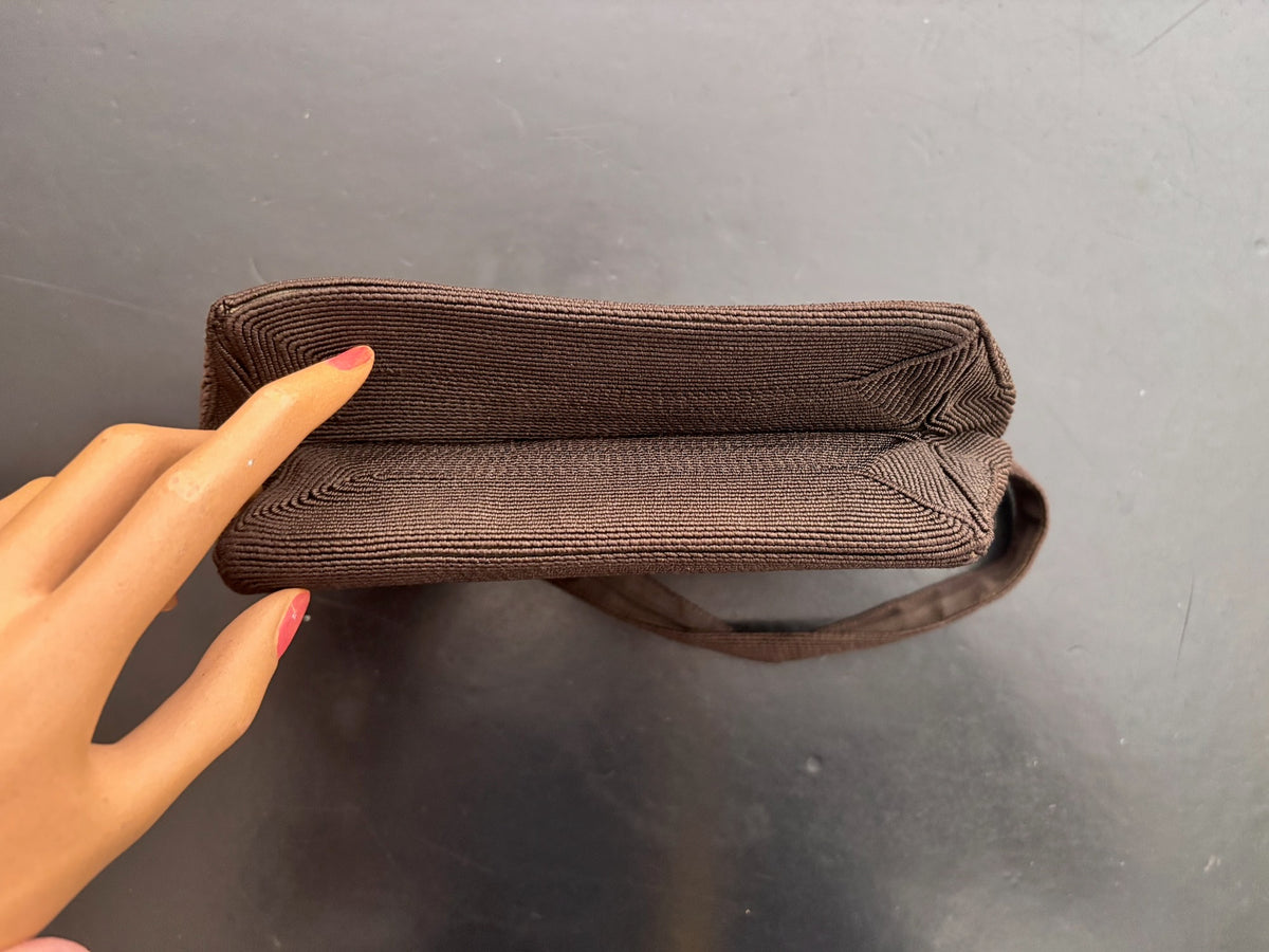 1940s Brown Genuine Cordé Handbag