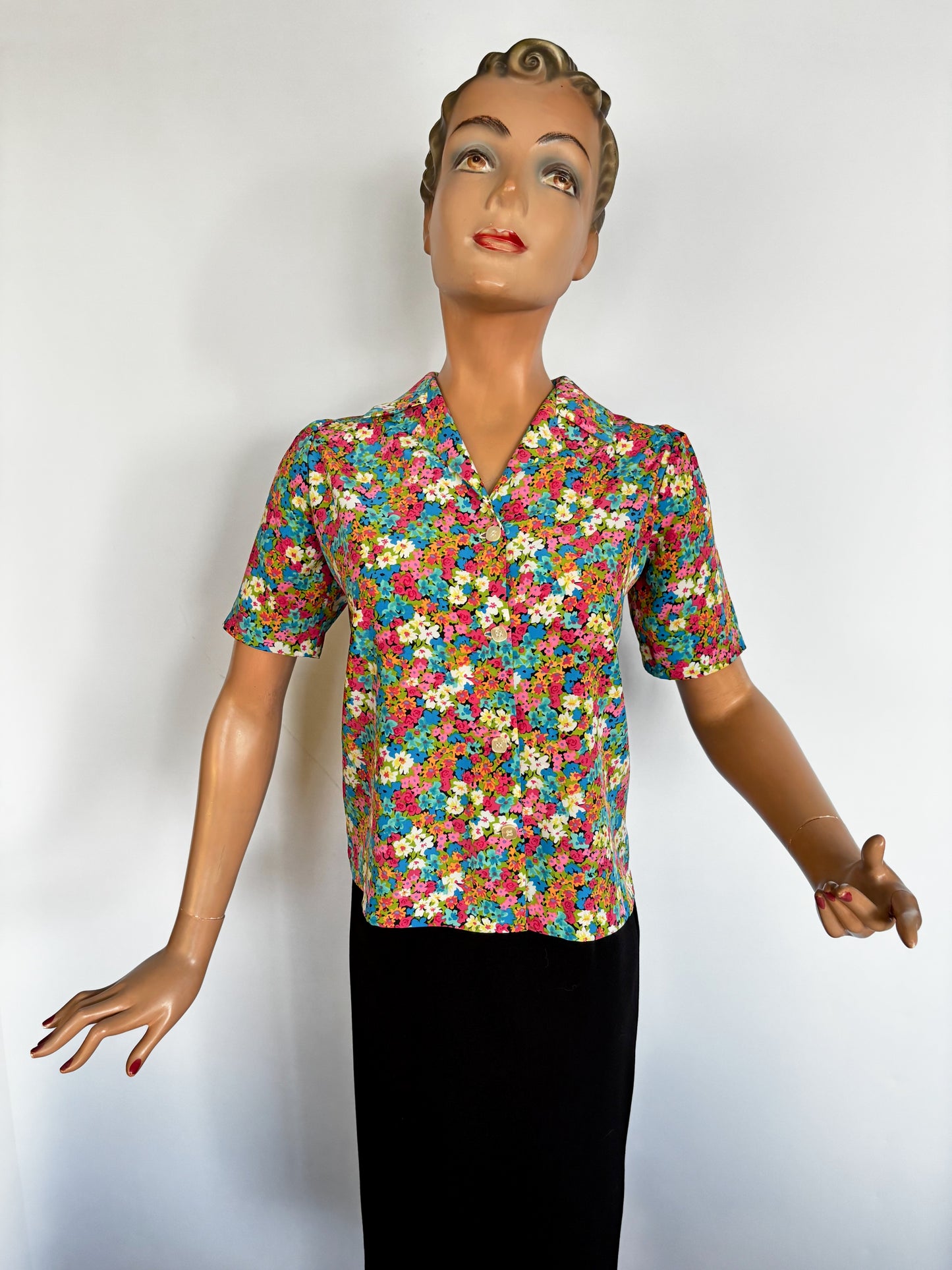 M/L | 1960s Millefiori Blouse