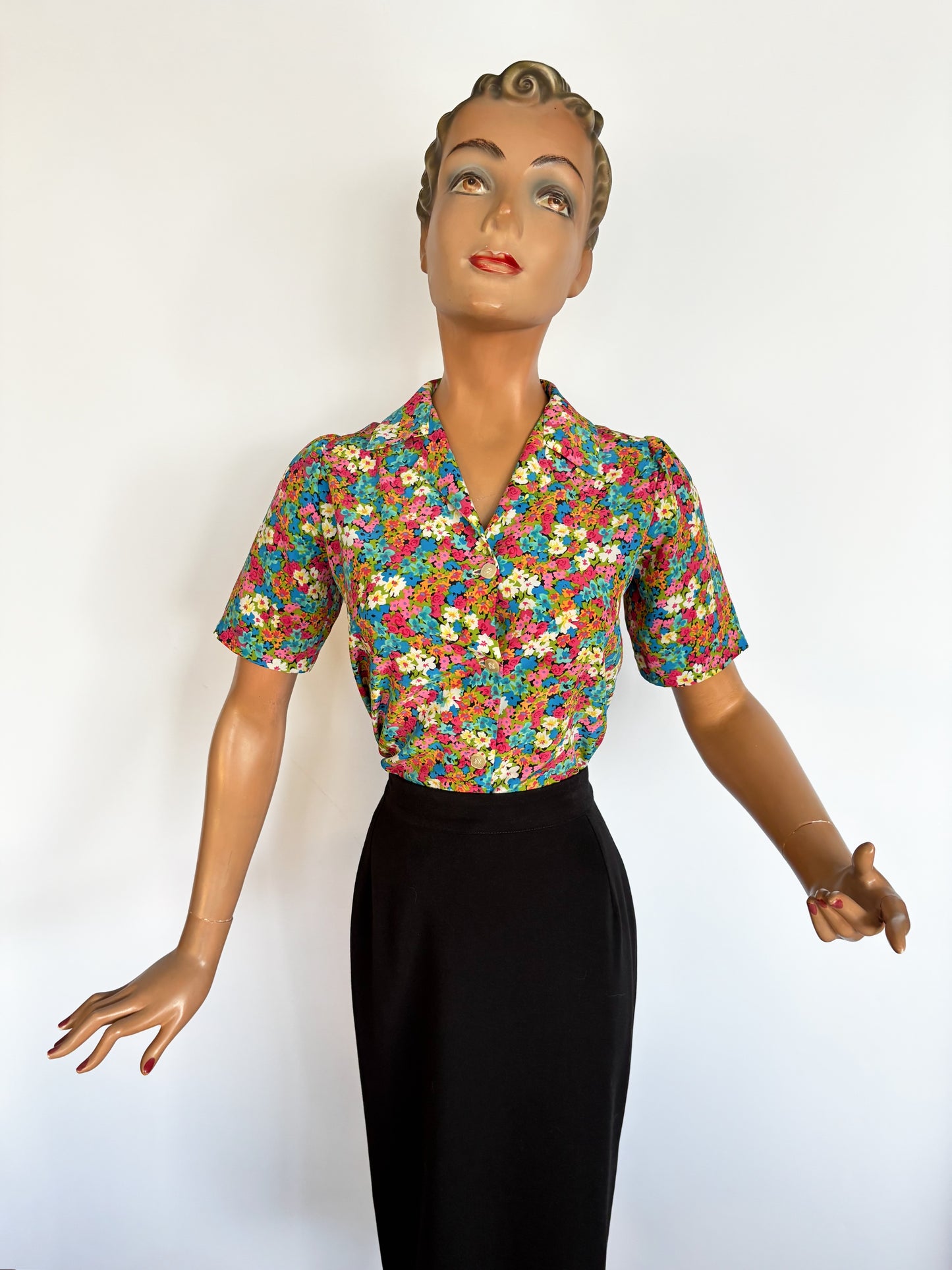 M/L | 1960s Millefiori Blouse