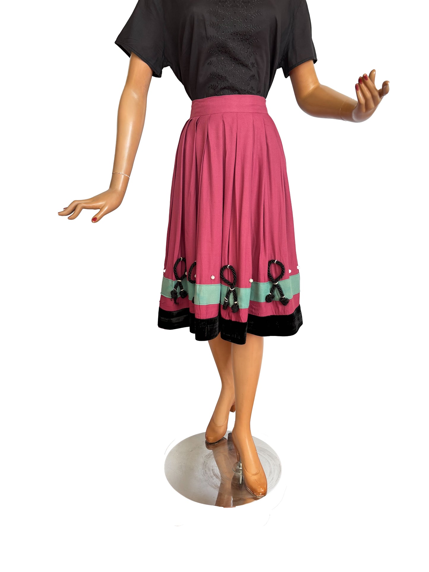 XXS/XS | 1950s Homemade Skirt in Pink and Mint Green