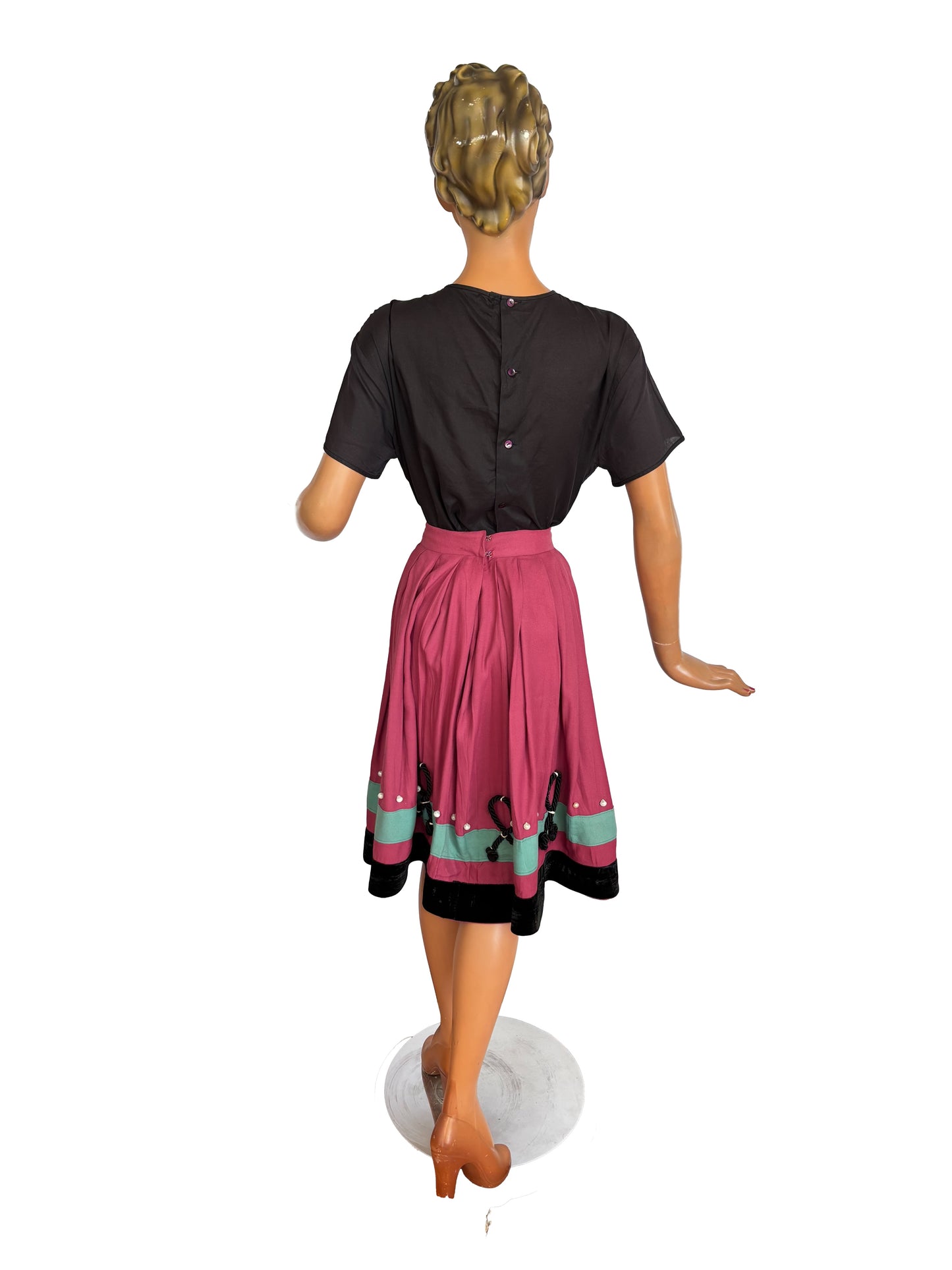 XXS/XS | 1950s Homemade Skirt in Pink and Mint Green