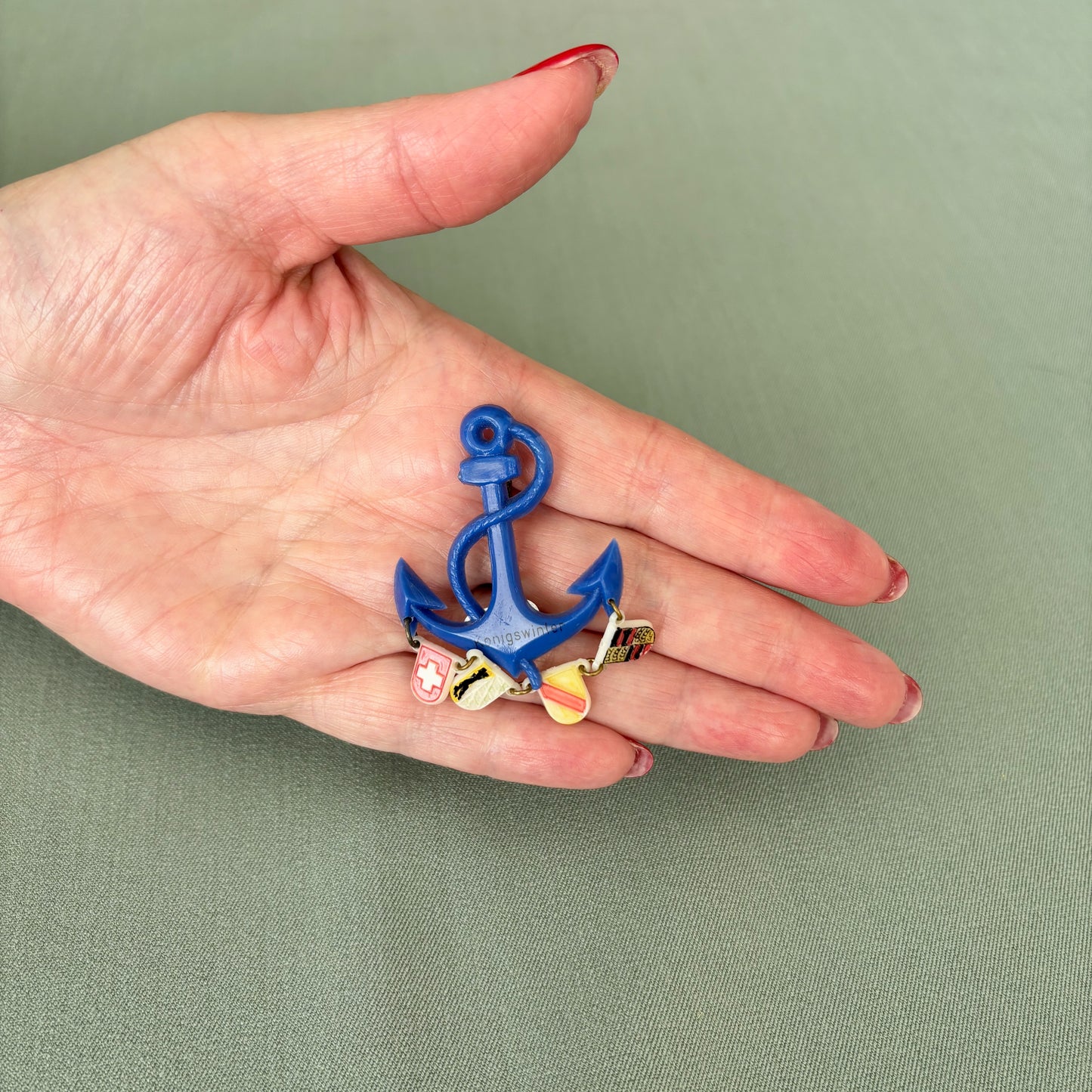 Vintage Anchor Souvenir Brooch Konigswinter