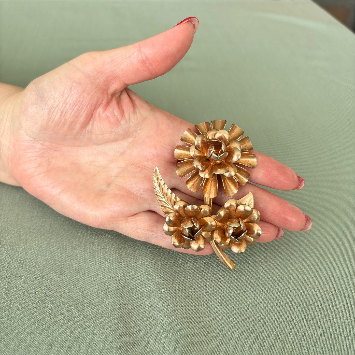 1960s Rose Gold Flower Brooch