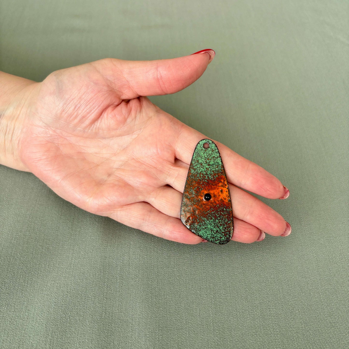 1970s Enamel Boho Pendant Lily Scarlet