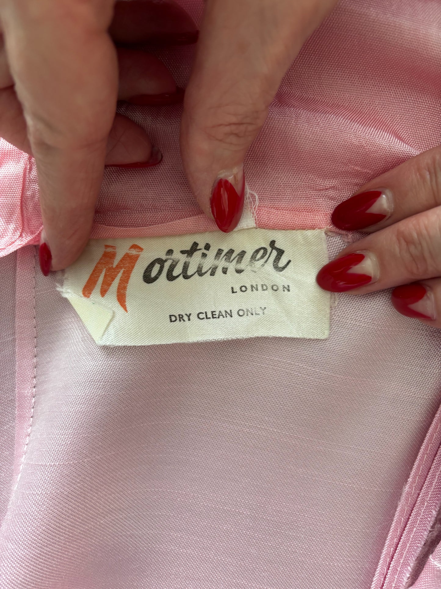 XS | 1960s Pink Mod Dress by Mortimer London – Soutache and Pearl Decoration