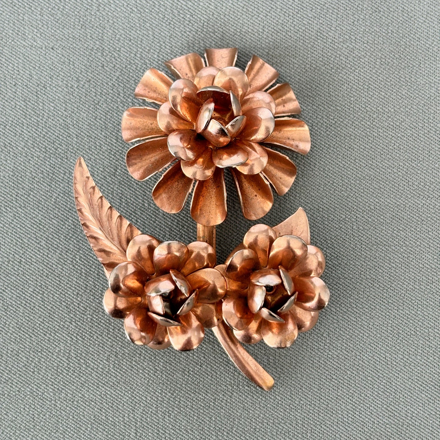 1960s Rose Gold Flower Brooch