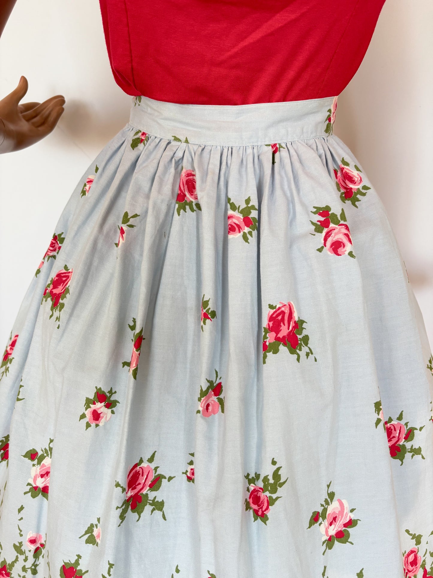 M | 1950s Roses Border Print Skirt