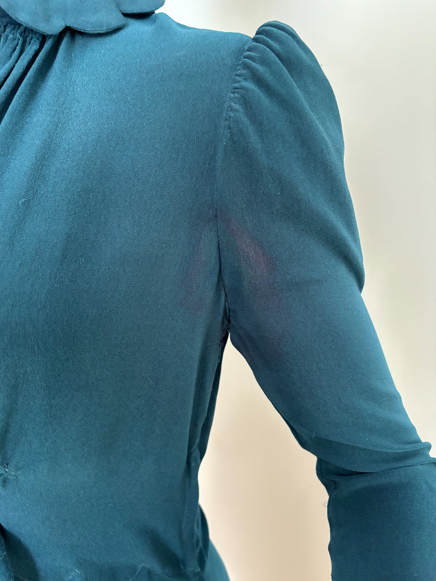 S | 1930s/1940s Petrol Blue Rayon Dress