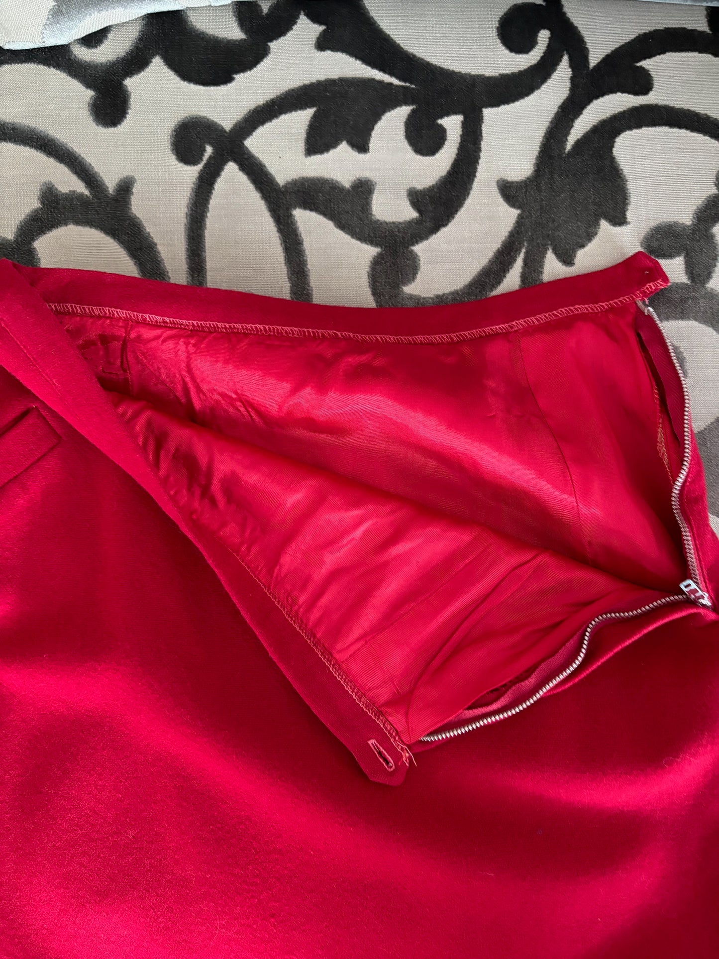 XXS/XS | 1950s Red Wool Skirt