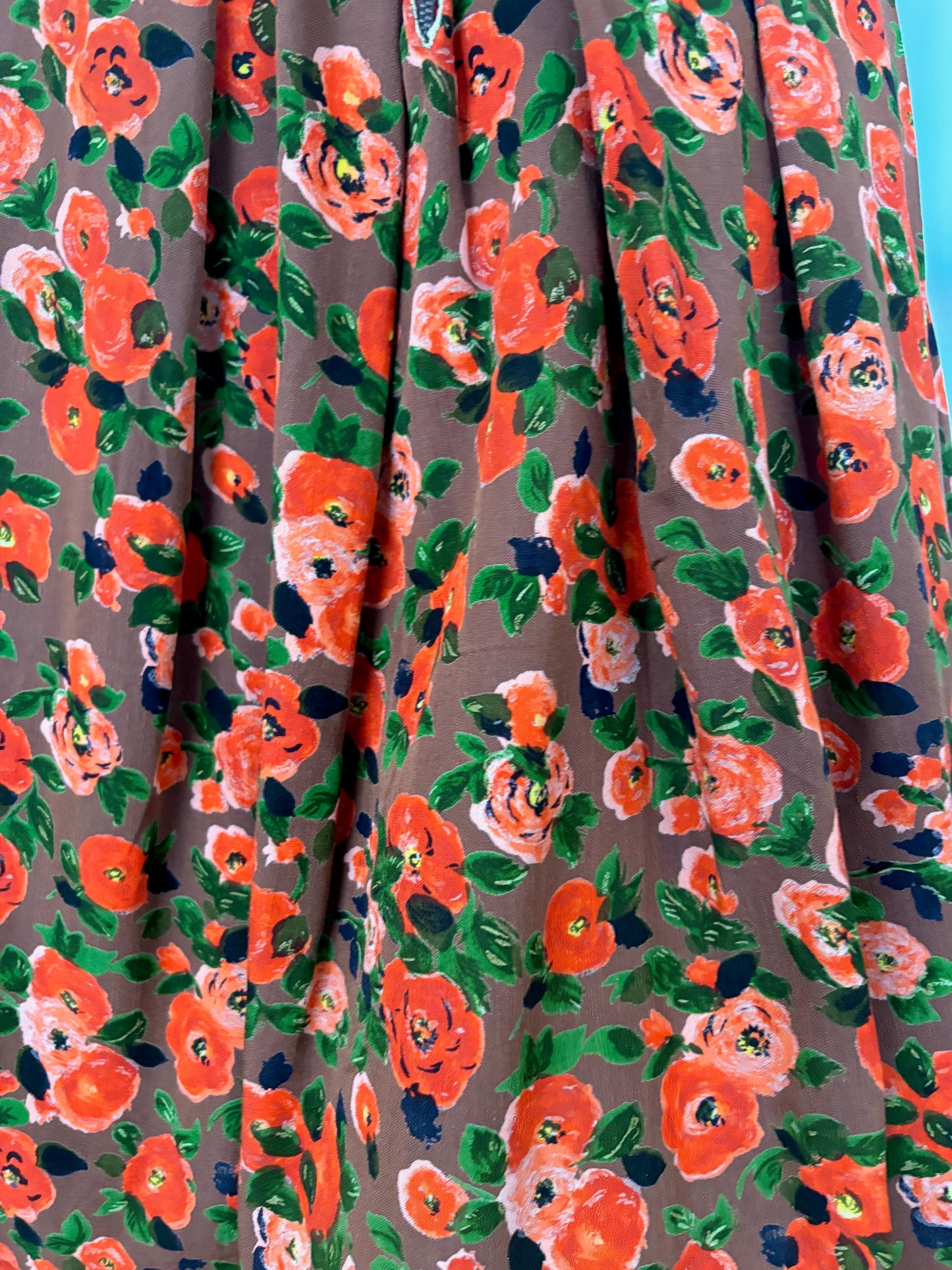 XS | 1950s Floral Wool Mix Skirt