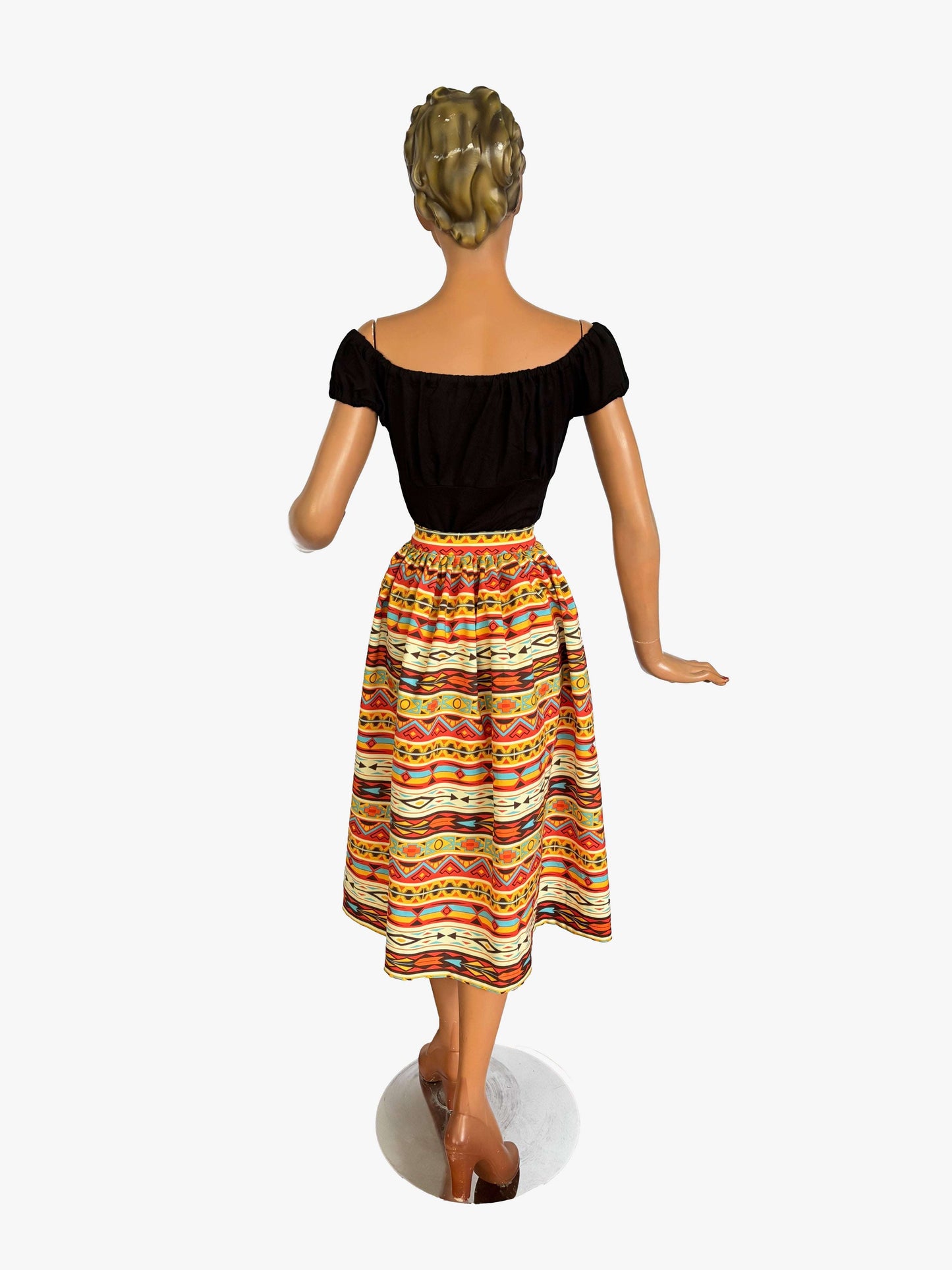 Bianca 1940s/50s Mexican Button Down Skirt Lily Scarlet