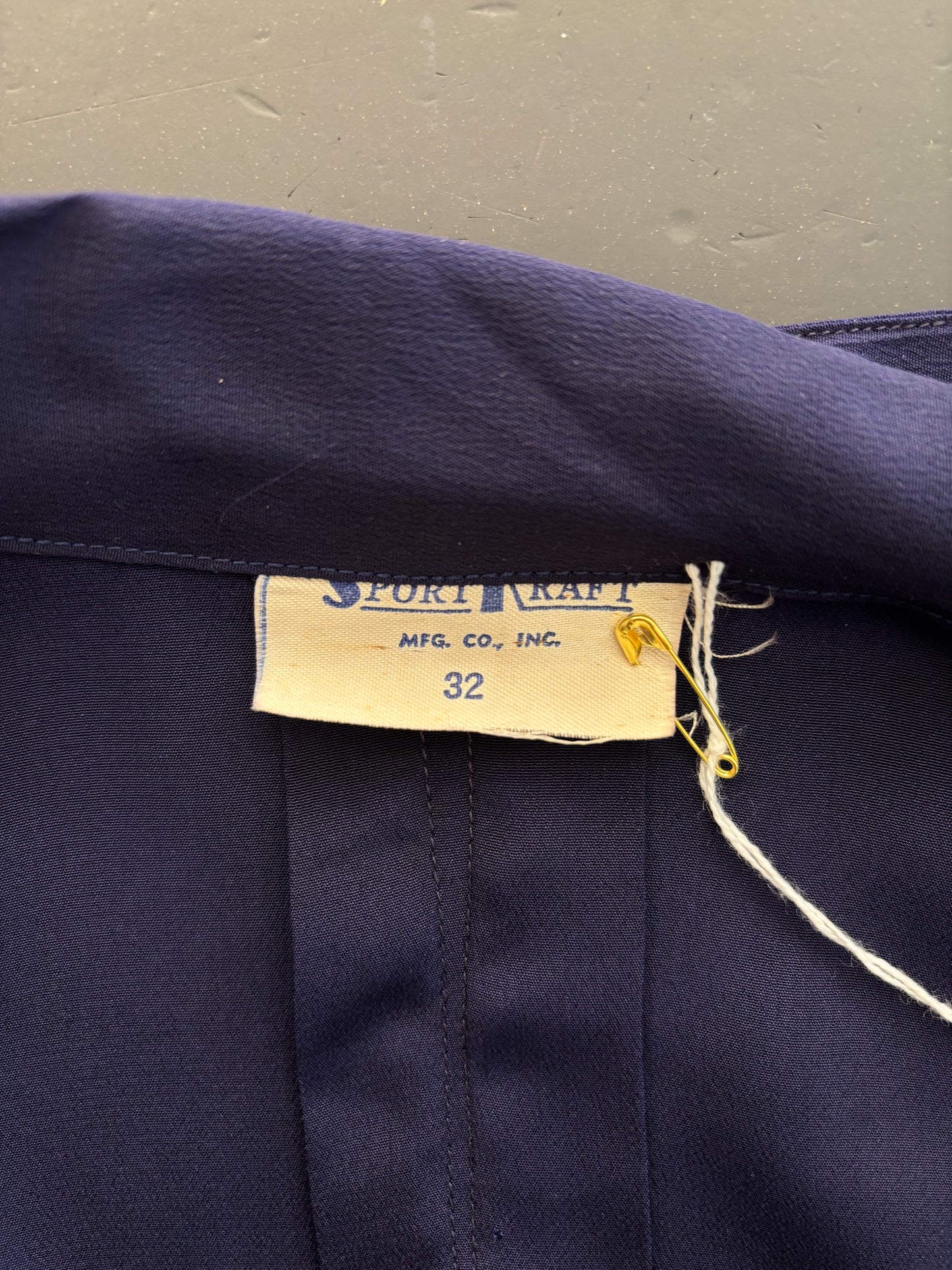 S | 1940s/50s Navy Rayon Blouse