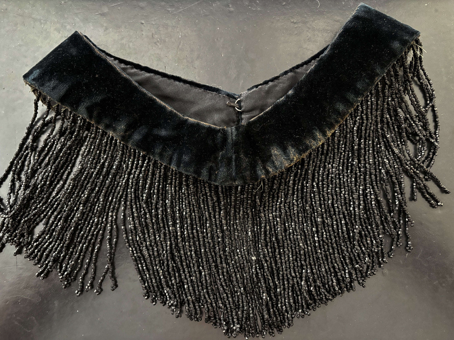 Antique Black Velvet Beaded Collar Lily Scarlet