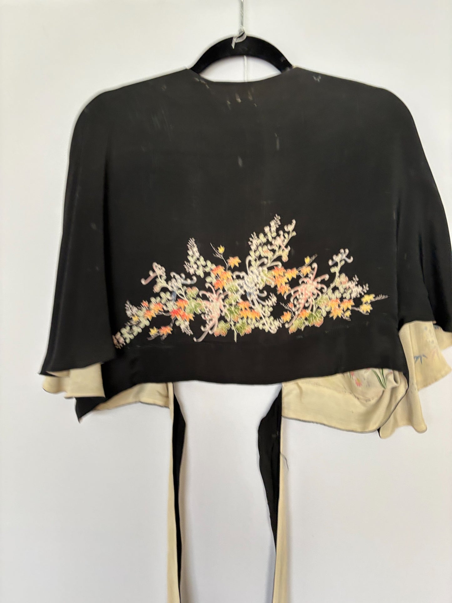 Early 20th Century Reversible Japanese Inspired Hand Painted Silk Wrap Top