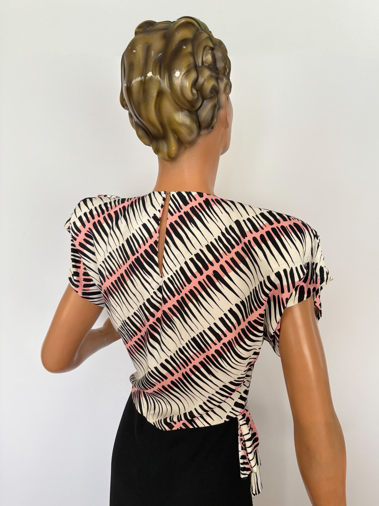 S | 1940s Style Asymmetric Peplum Dress