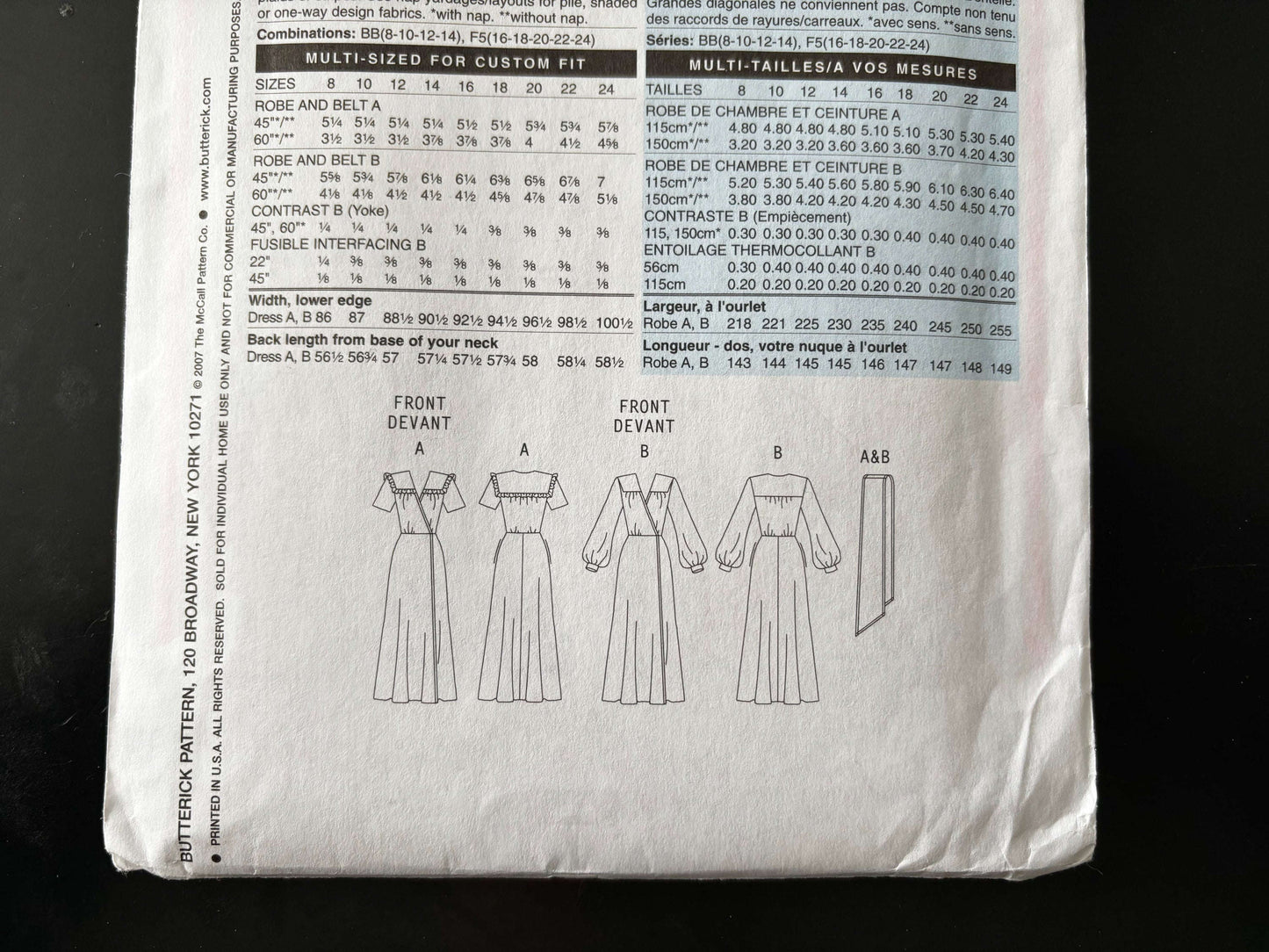 1948 Retro Butterick B5152 Sewing Pattern Misses' Robe and Belt - Sizes 8 - 14 Lily Scarlet