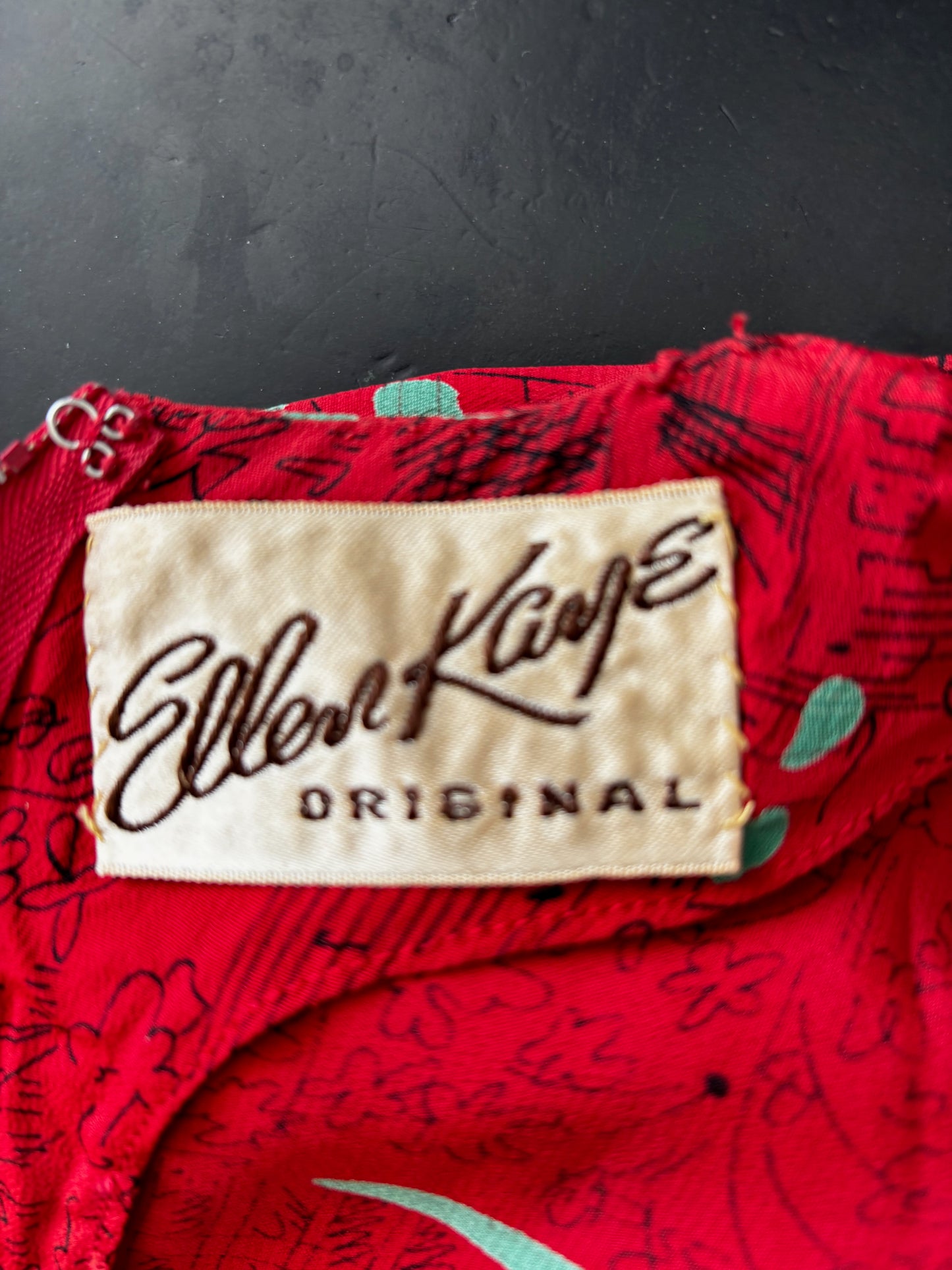 XS/S | 1940s Ellen Kaye Novelty Print Dress