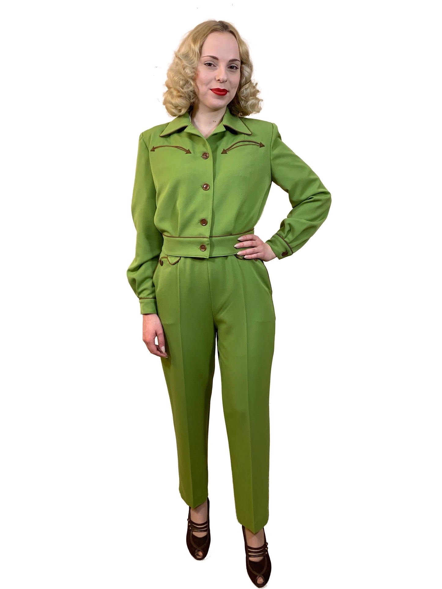 1940s Western Slacks Lime Green S