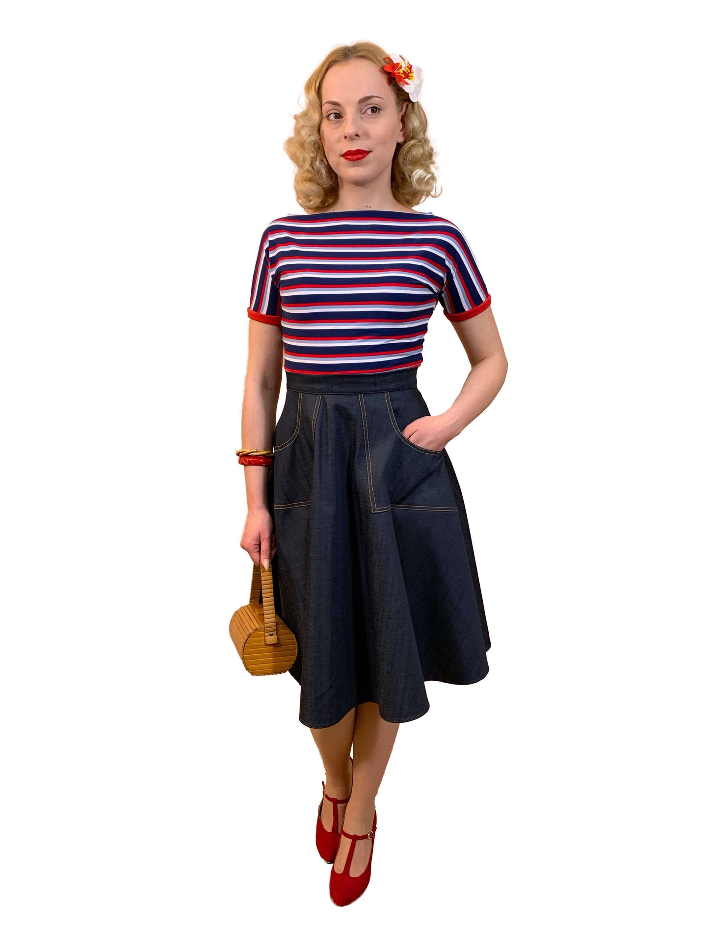 Betty Jo Blue Denim Skirt Lily Scarlet