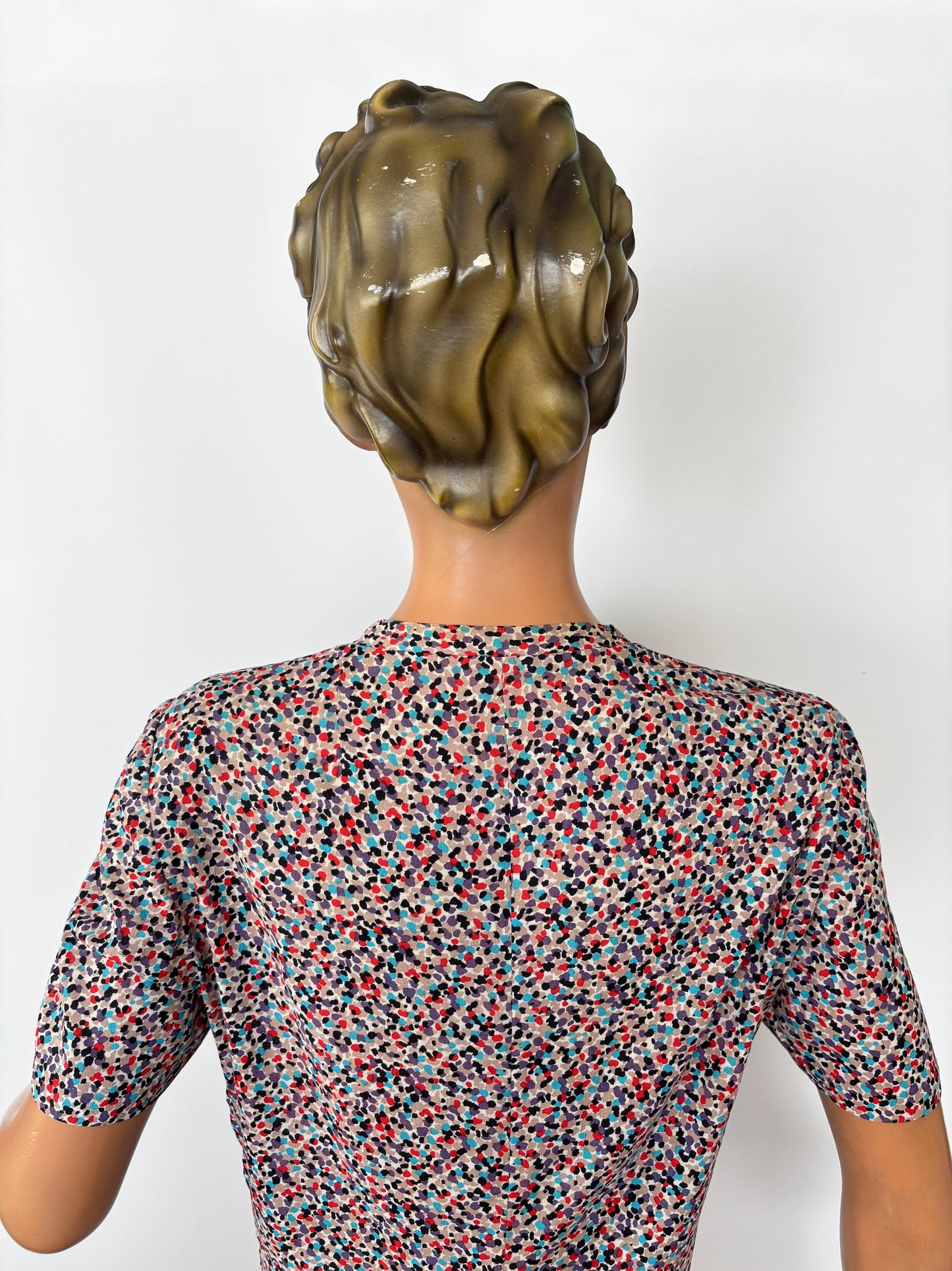 M/L | 1950s Wool Crepe Confetti Dress