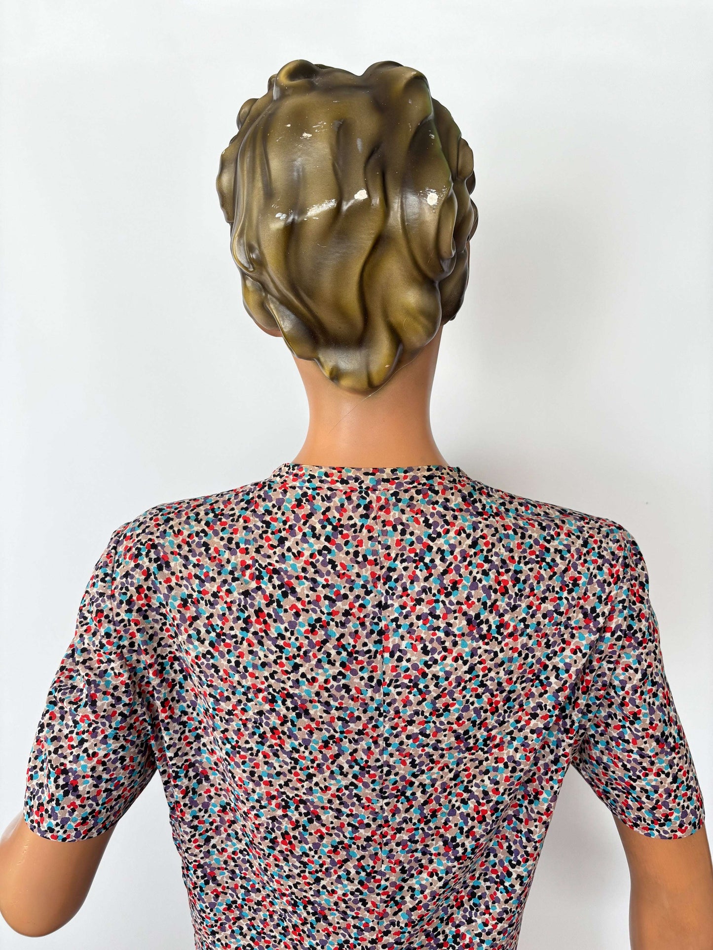 M/L | 1950s Wool Crepe Confetti Dress Lily Scarlet