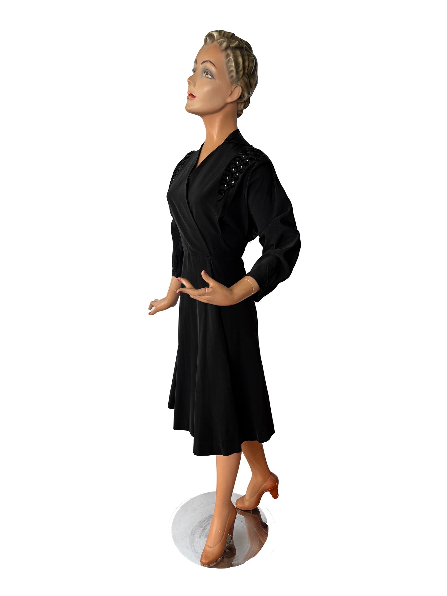L | 1940s/50s Ottoman Silk Soutache Dress
