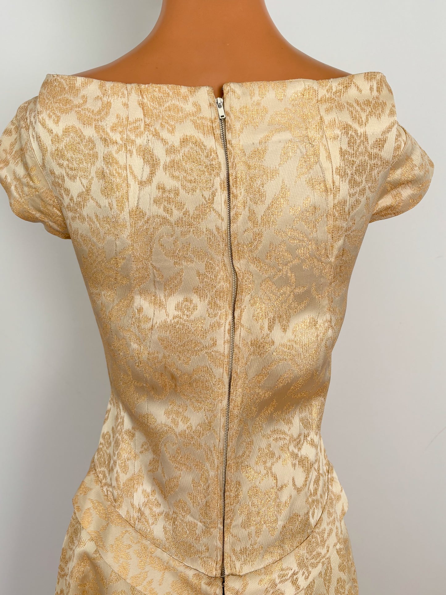 XS | 1950s Gold Brocade Dress