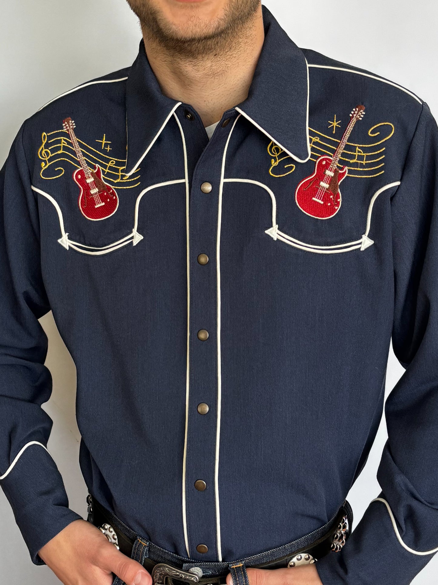 Lee 1940s Style Men's Western Shirt Blue - Made to Order