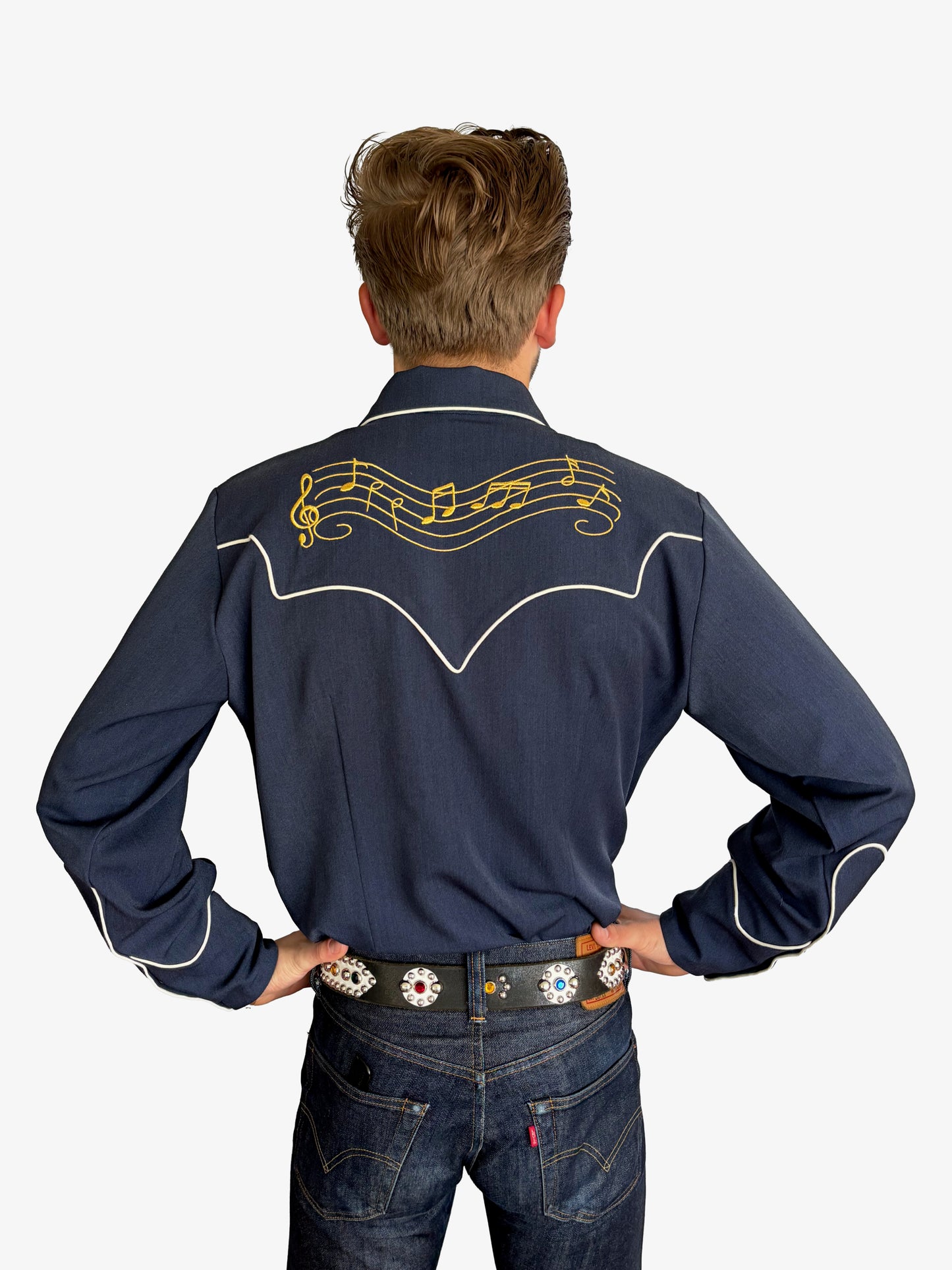 Lee 1940s Style Men's Western Shirt Blue - Made to Order