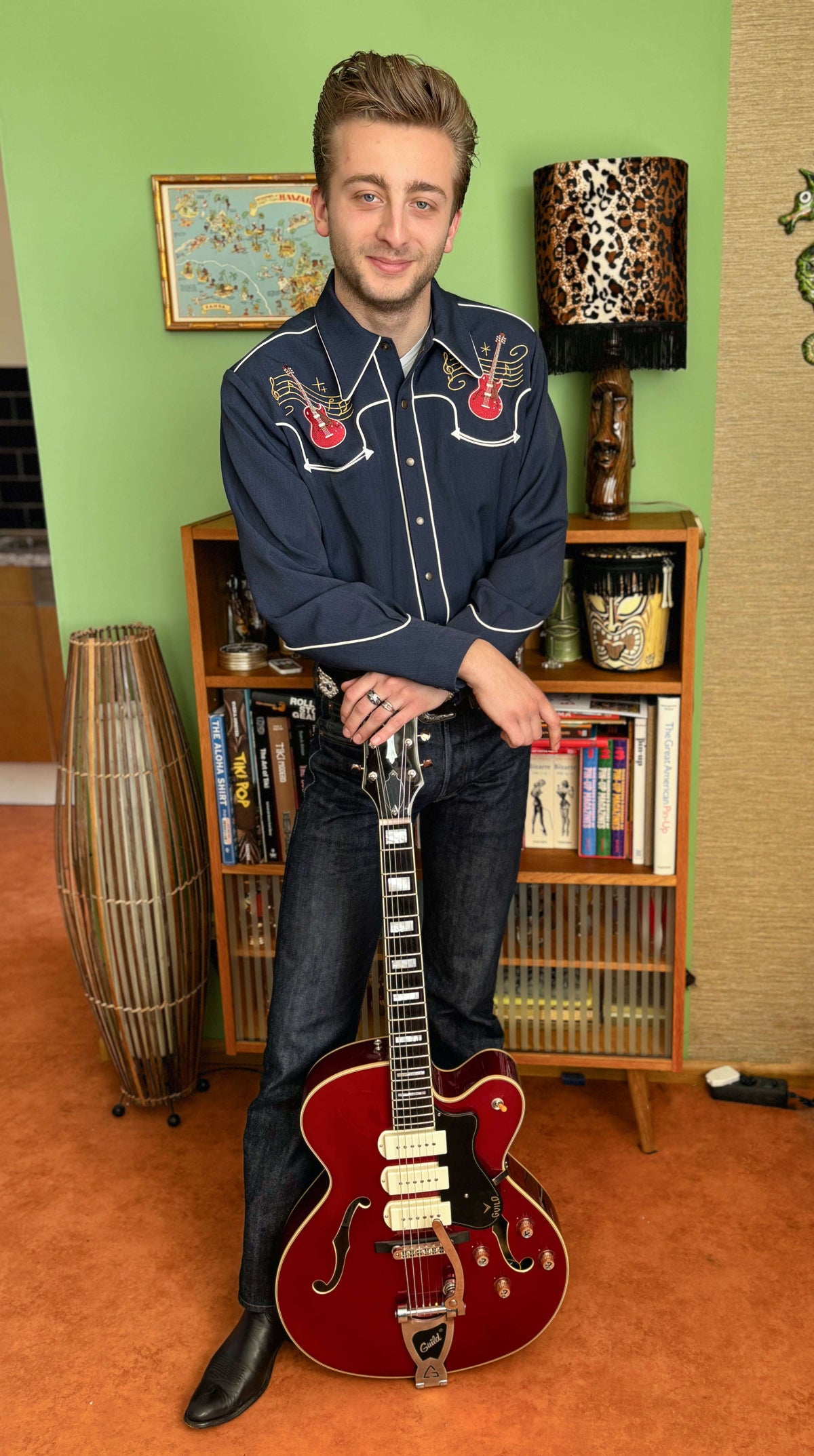 Lee 1940s Style Men's Western Shirt Blue - Made to Order Lily Scarlet