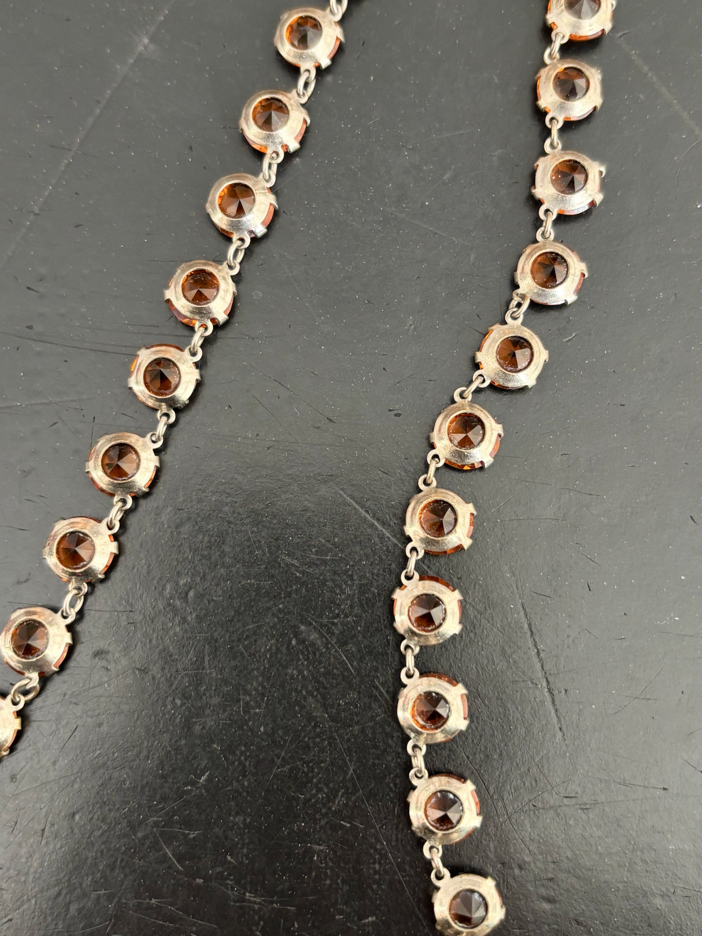1930s Orange Rhinestone Necklace