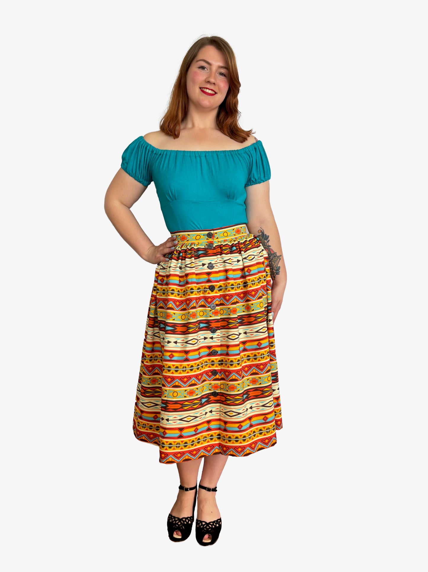 Bianca 1940s/50s Mexican Button Down Skirt