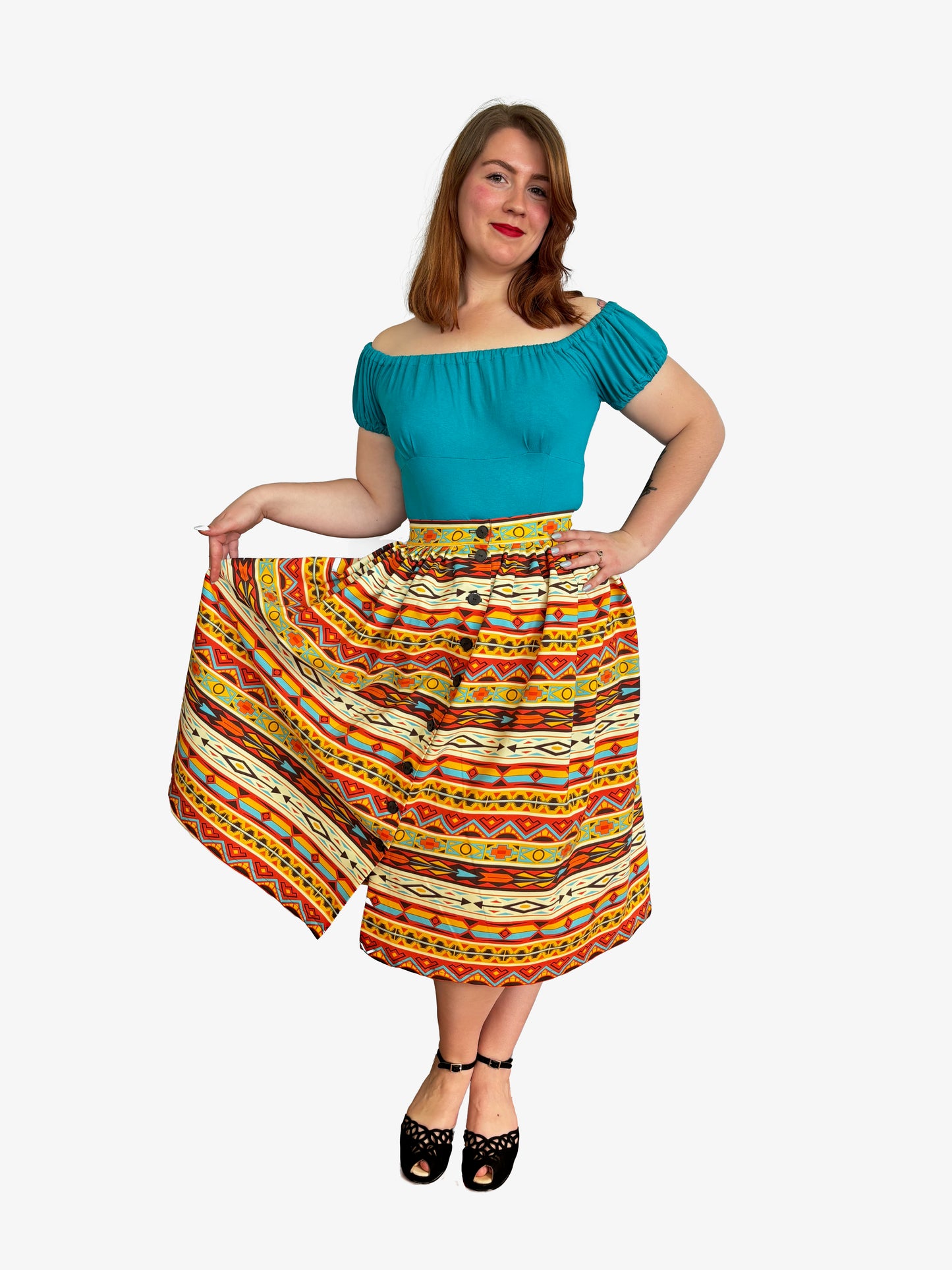 Bianca 1940s/50s Mexican Button Down Skirt