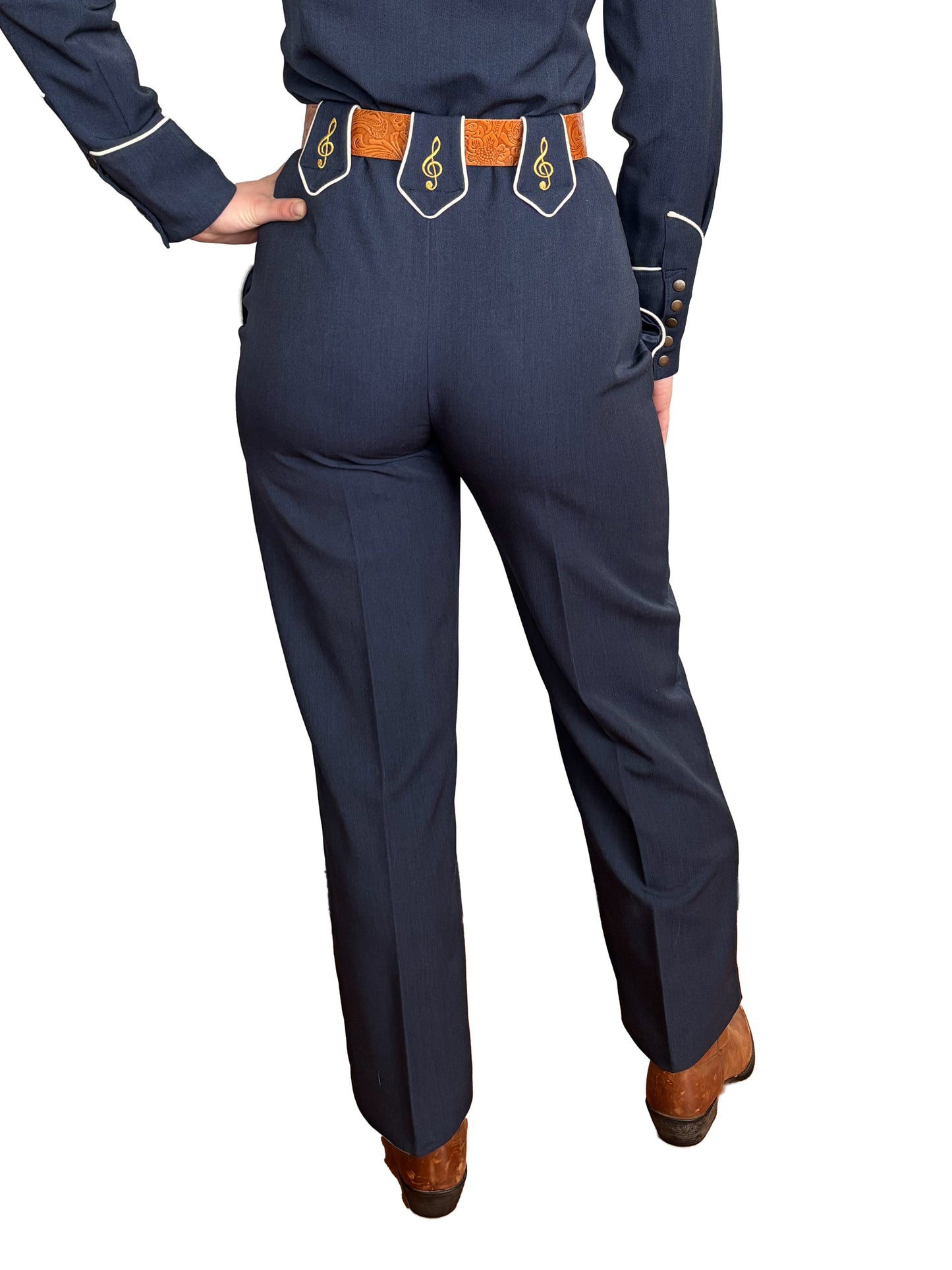 Lily-Mae 1940s Western Slacks Navy Blue - Made to Order