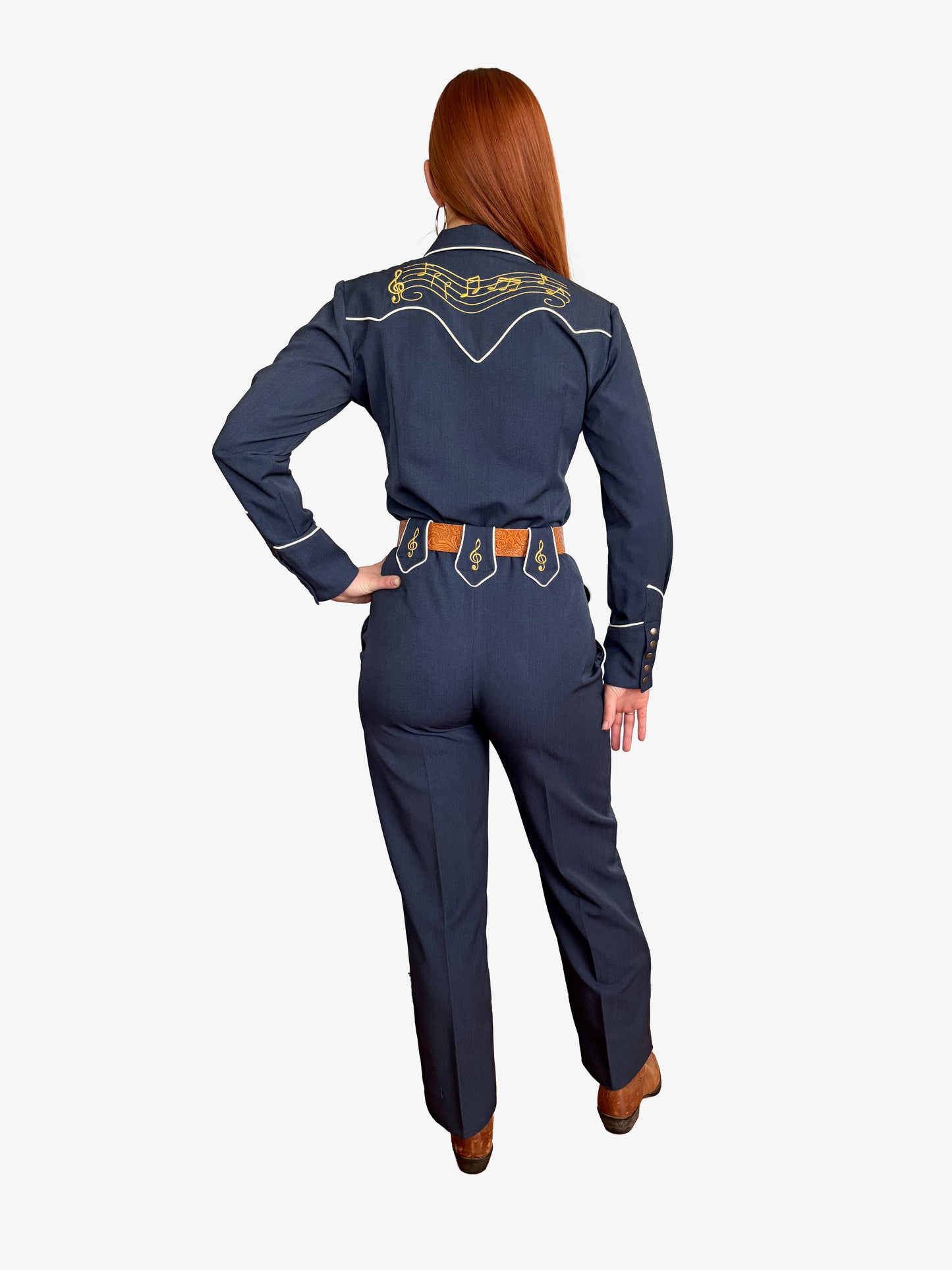 Lily-Mae 1940s Western Slacks Navy Blue - Made to Order