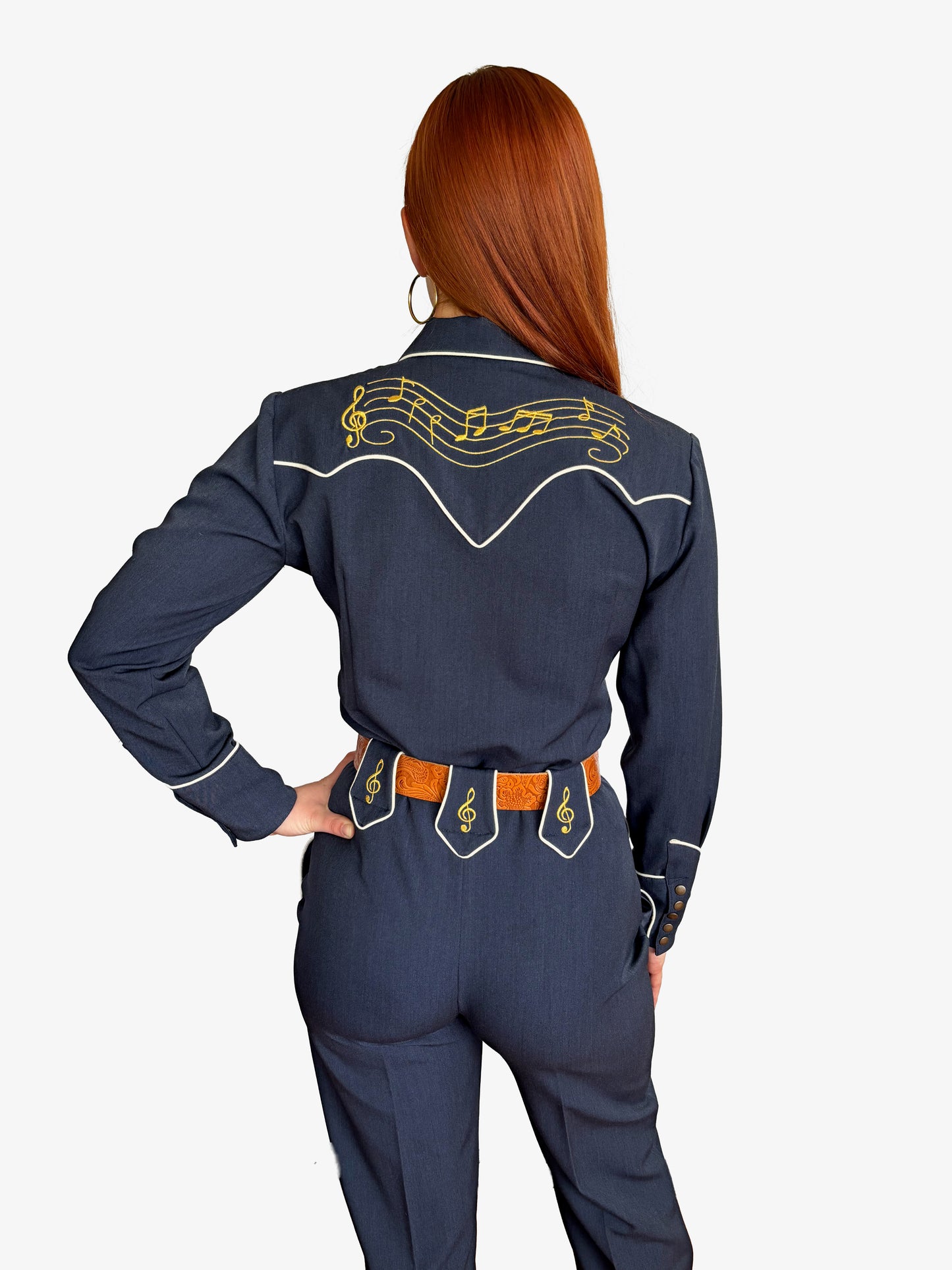 Lily-Mae 1940s Western Slacks Navy Blue - Made to Order