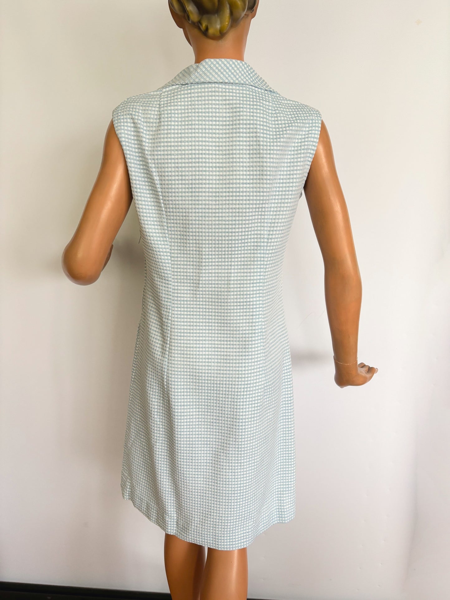 M | 1960s Light Blue And White Mod Dress