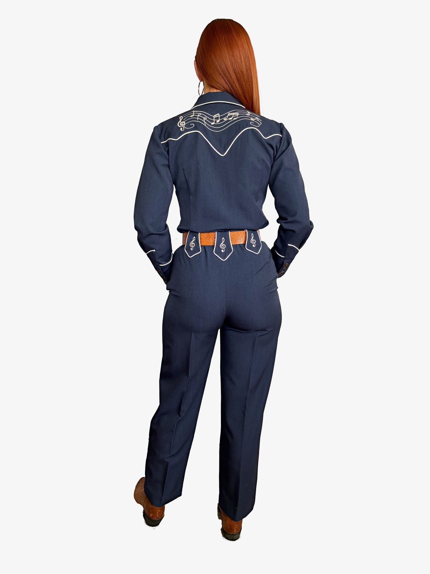 Lily-Mae 1940s Western Slacks Navy Blue - Made to Order