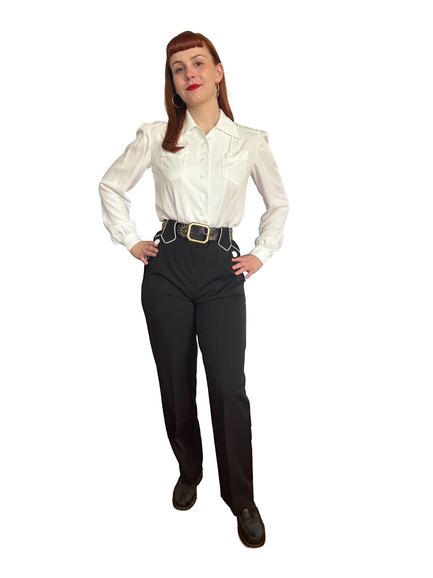 1940s Style Western Slacks Black Lily Scarlet