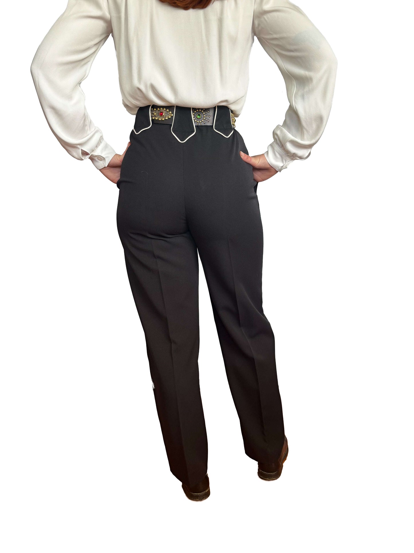 Lily-Mae Embroidered 1940s Western Slacks Black - Made to Order Lily Scarlet
